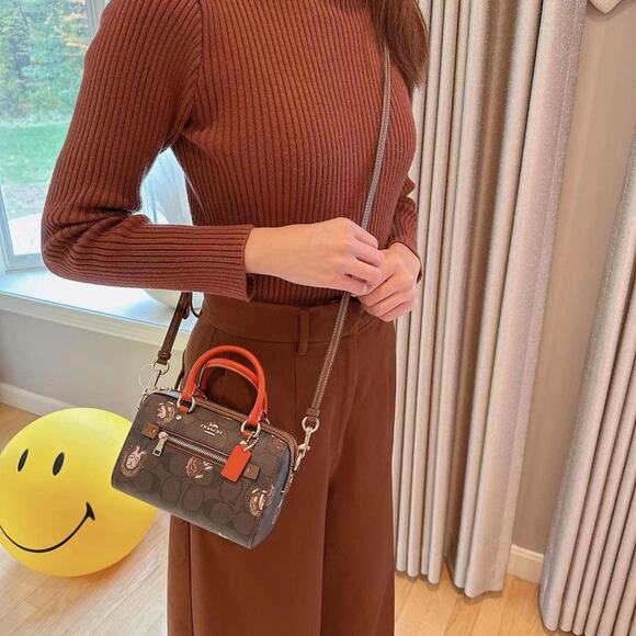 Coach CC430 Mini Rowan Crossbody In Signature Canvas In Gold/Brown Black Multi - Picture 1 of 6